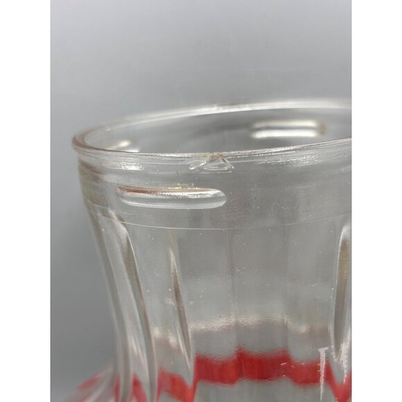 Vtg Glass Juice Pitcher Carafe With Colorful Stripes - Picture 2 of 5